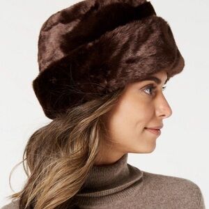 Nine West Very Soft Brown Faux Fur Hat